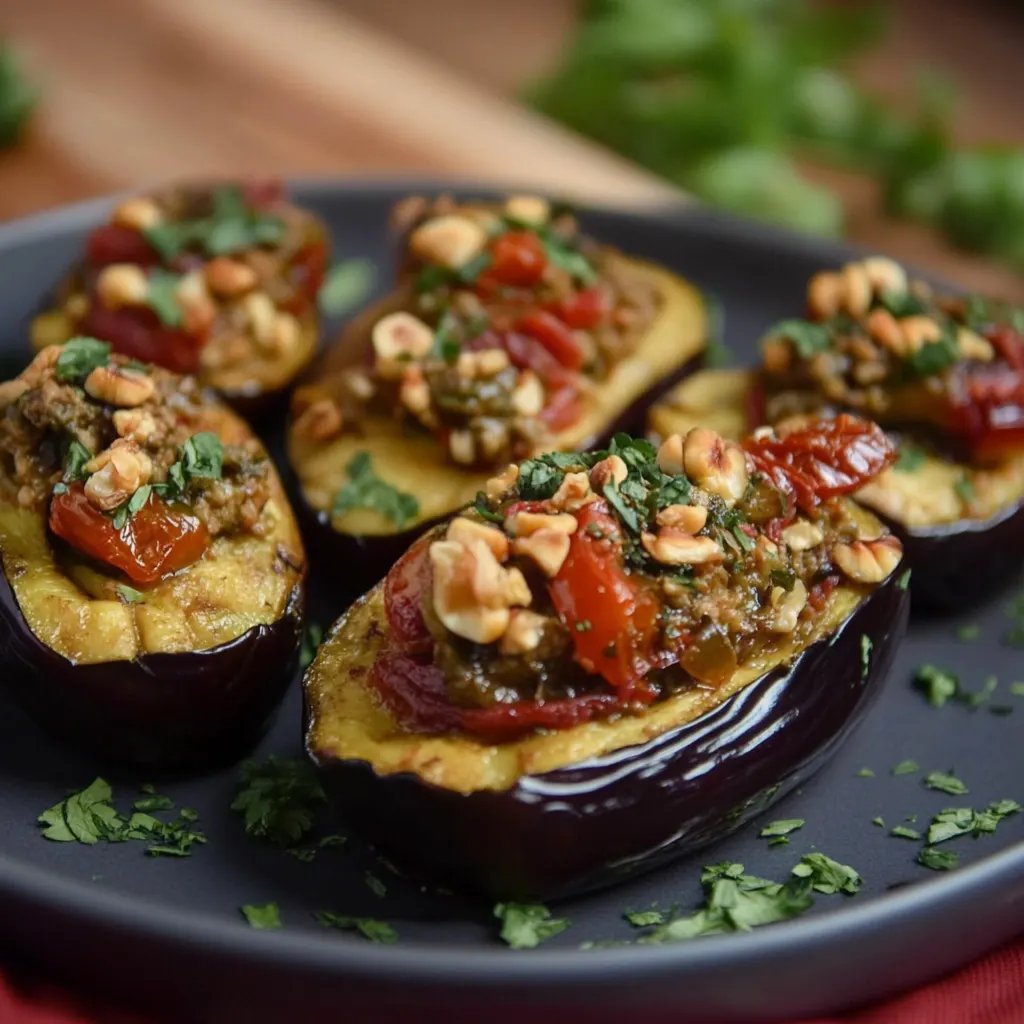 Gefüllte Auberginen mit Walnusspaste