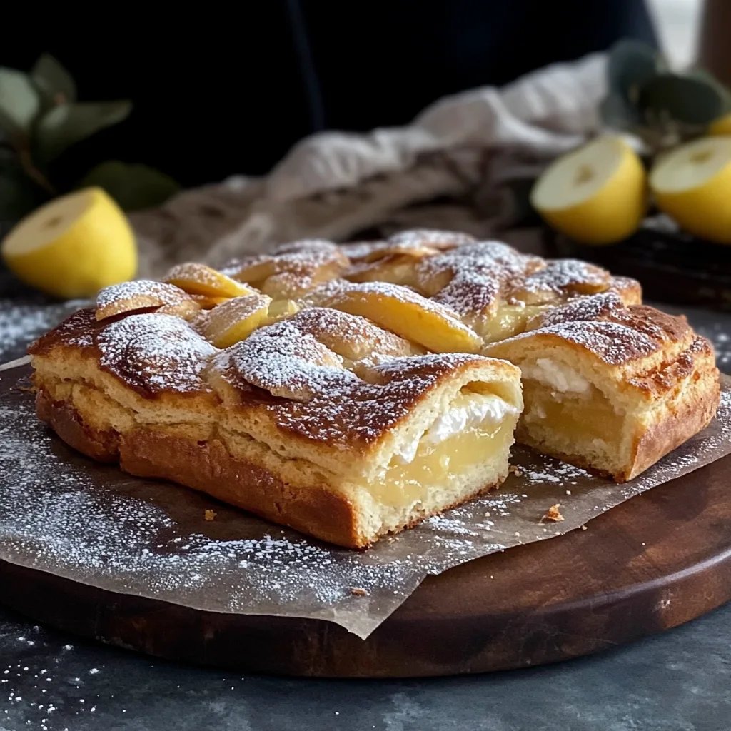 Blätterteig Kuchen mit Pudding und Apfel