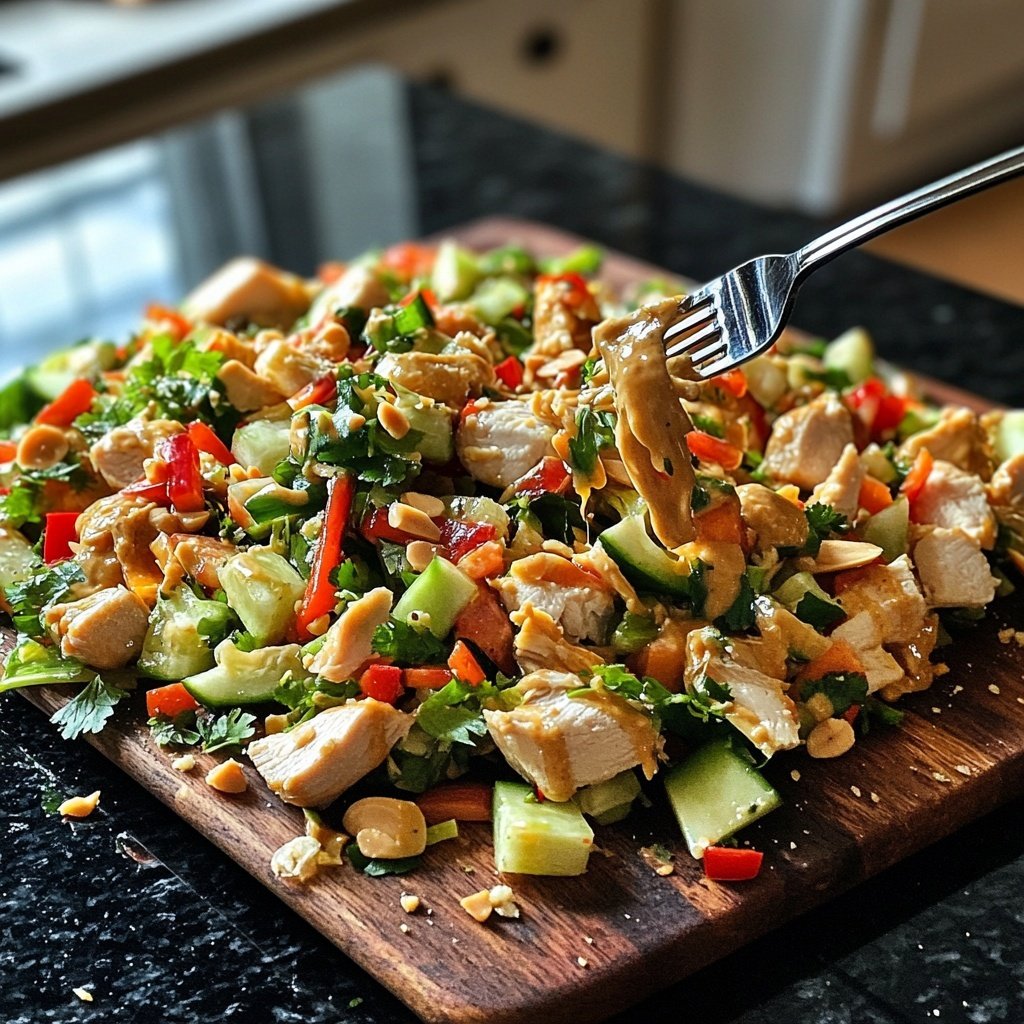 Thai Erdnuss Hähnchen Salat