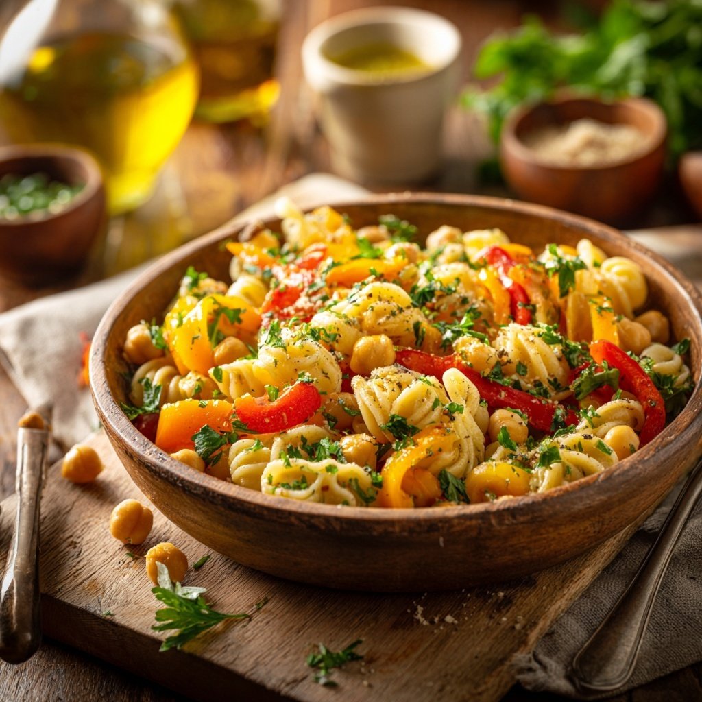 Mediterraner Nudelsalat Mit Kichererbsen